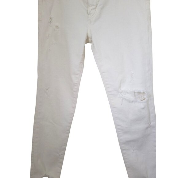Moussy Vintage Glendele Raw Hem Skinny Ankle Jeans White Distressed Sz 29 JAPAN - Picture 7 of 12